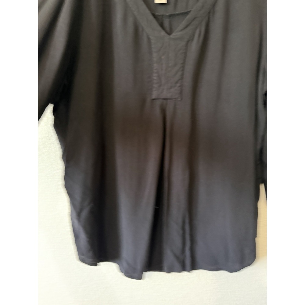 Chico's Black Blouse Size 3 XL V-Neck Lace Up Sleeve Boho Casual Top - Picture 5 of 14